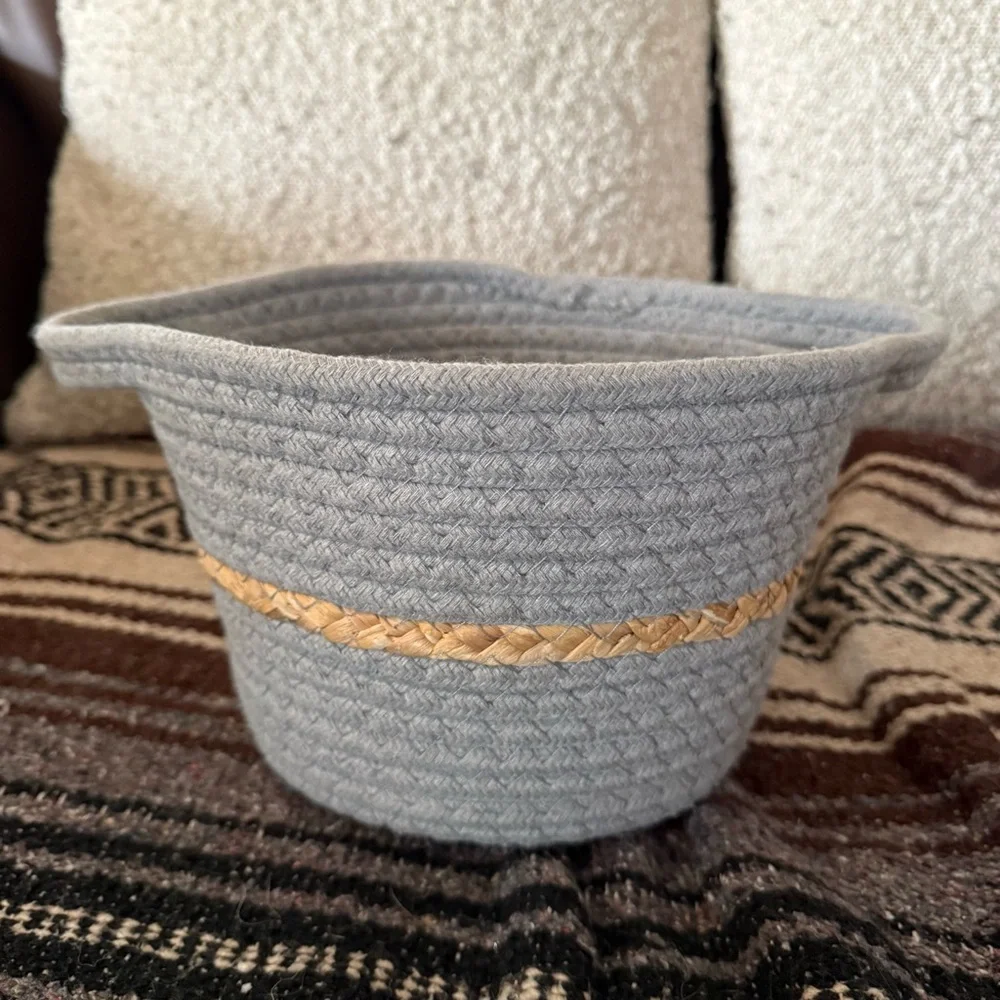 Small Gray and Tan Woven Basket